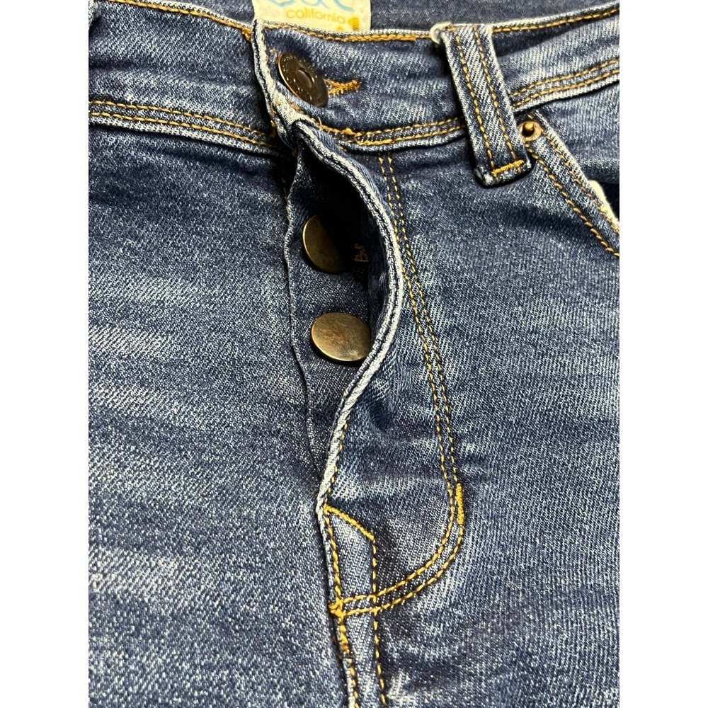 C&C California Skinny Jeans Womens 4/27 Blue Distressed High Rise Slit Edgy - Picture 4 of 10